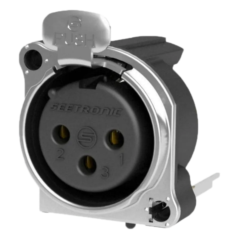 Conector XLR Hembra de 3 Polos | Montaje Vertical para Placa de Pared | Brida Metálica SEETRONIC SCADF3-V
