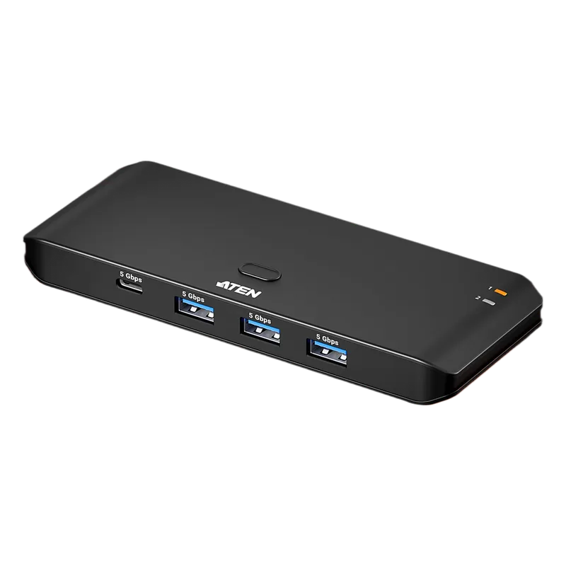 Sharing Switch USB 3.2 Gen 1 Essentials | 2 x 4 Puertos | 5 Gbps | InstaSync | Boton Integrado | Selector Remoto | Diseño Compacto ATEN US4324