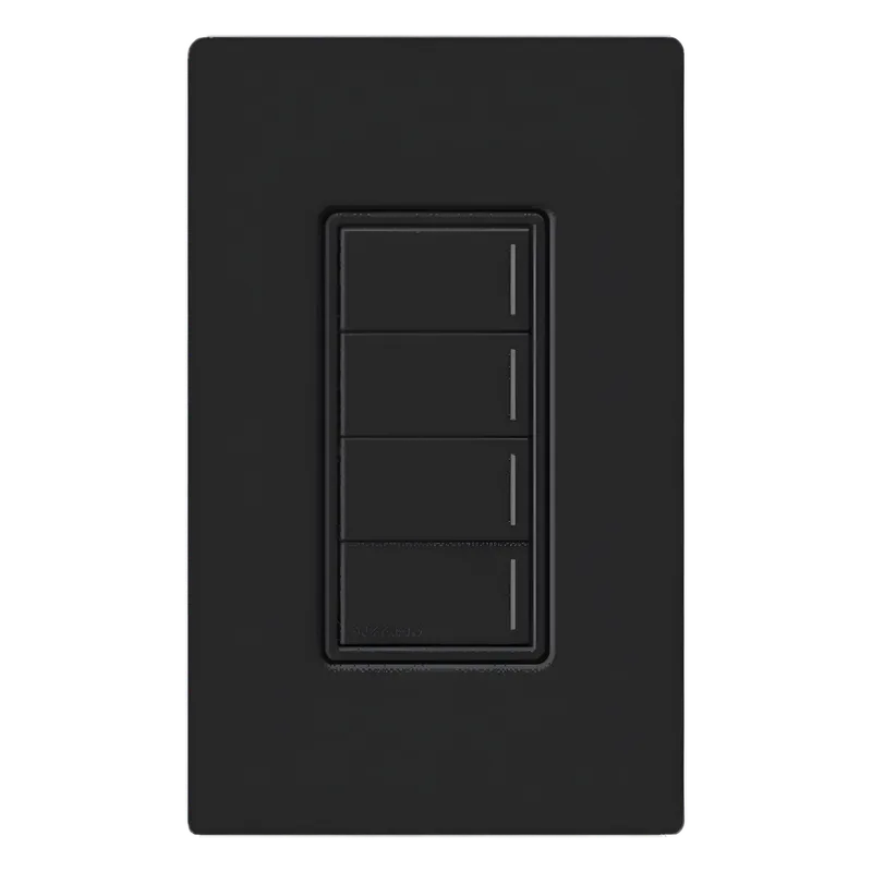 Botonera híbrida Sunnata con dimmer integrado, 4 botones, para RadioRA 3, color negro LUTRON RADIORA 3 RRSTHN4BBL
