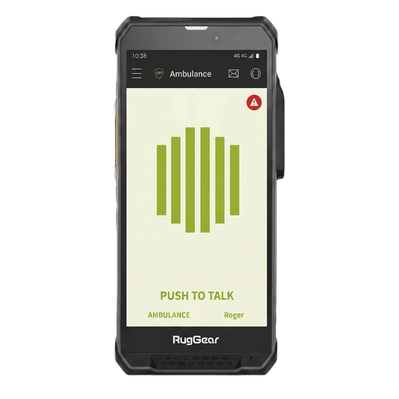 Kit Radio PoC LTE RugGear RG880i + Licencia TASSTA T.FLEX Smart 12 meses / Pantalla HD+ 5.5" (14 cm) 500 nits / Snapdragon 680 MCPTT / IP68 y MIL-STD-810H / Altavoz 103 dB / Android 14 RG880ITSMART