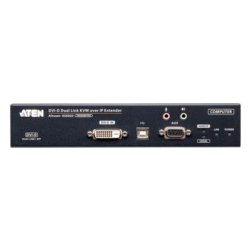 Transmisor KVM over IP 2K DVI-D Dual-Link | Dual SFP | PoE | Resolución hasta 2560 x 2048 | Transmisión sin pérdidas | Alimentación redundante | Gestión Centralizada CCKM ATEN KE6920T