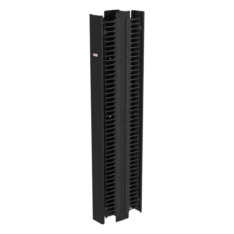 Gestor Vertical de Cableado CableTek-EC / Doble Cara / 45U / Acero 1.9 mm / 6 in Ancho / 9 in Profundidad / Negro RAL 9005 / Montaje Universal 2 y 4 Postes / Postes y Compuertas Incluidos / Cubierta Frontal Central HOFFMAN EC6D7