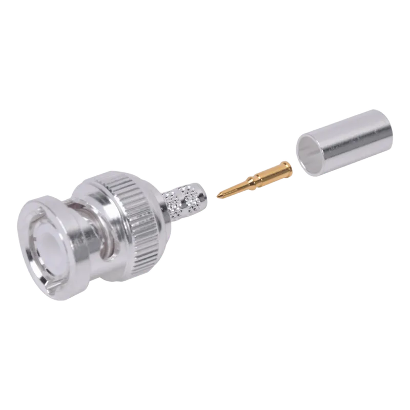 Conector BNC Macho de Anillo Plegable para Cable LMR-195, RG-58/U, RG-142, Níquel/ Oro/ Teflón. RF INDUSTRIES,LTD RFB-1106-2T