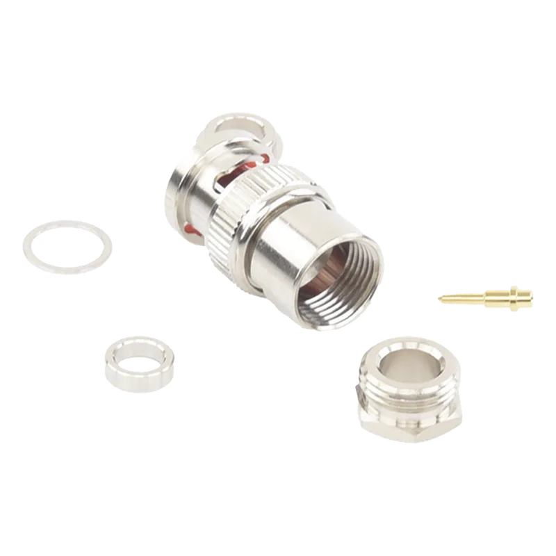 Conector BNC Macho de Rosca para Ensamblar en Cable RG-59/U, Níquel/ Oro/ Teflón. RF INDUSTRIES,LTD RFB-1701-D