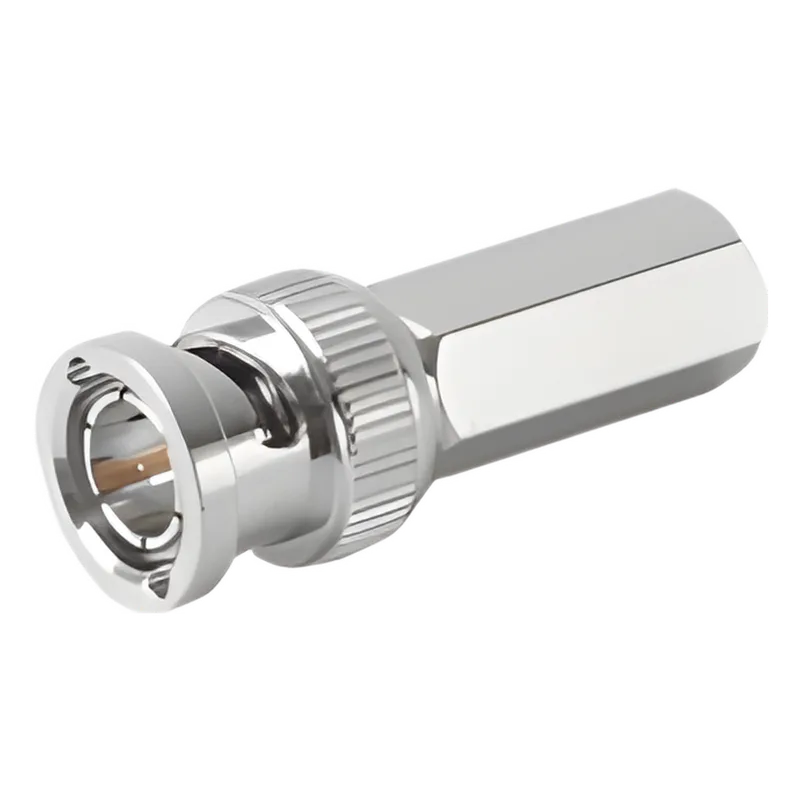Conector BNC Macho de Ensamble Roscable (Hex.) en Sentido de las Manecillas de Reloj para Cable Coaxial RG-59/U, Níquel/ Oro/ Delrin. RF INDUSTRIES,LTD RFB-1705
