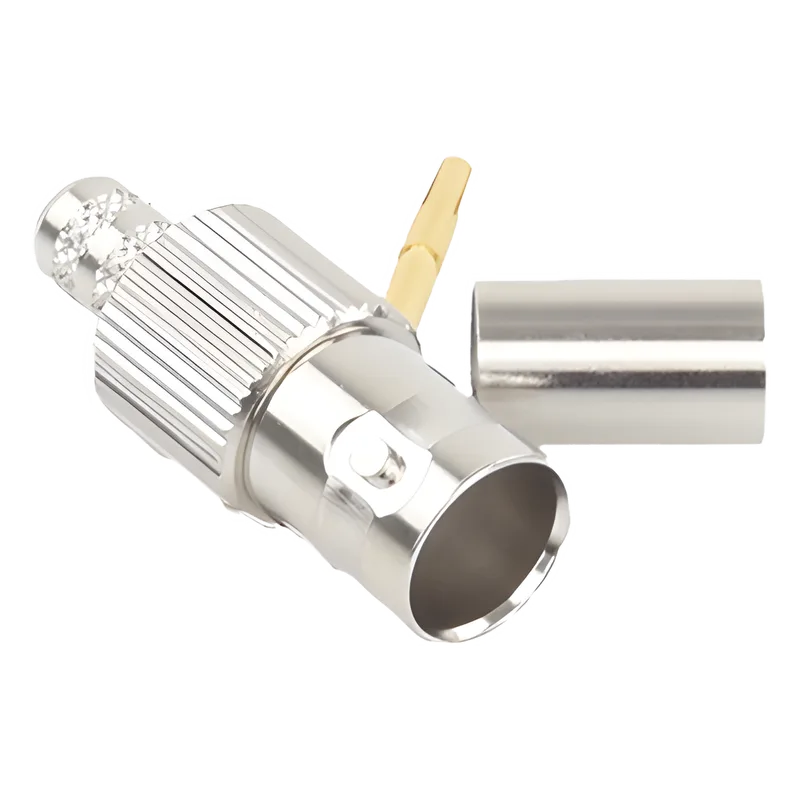 Conector BNC Hembra, 75 Ohm, Anillo Plegable, para RG-59/U, Níquel/ Oro/ Delrin. RF INDUSTRIES,LTD RFB-1724