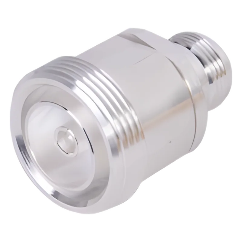 Adaptador en Línea de Conector DIN 7-16 Hembra a N Hembra, Plata / Plata / Teflón. RF INDUSTRIES,LTD RFD-1673-2