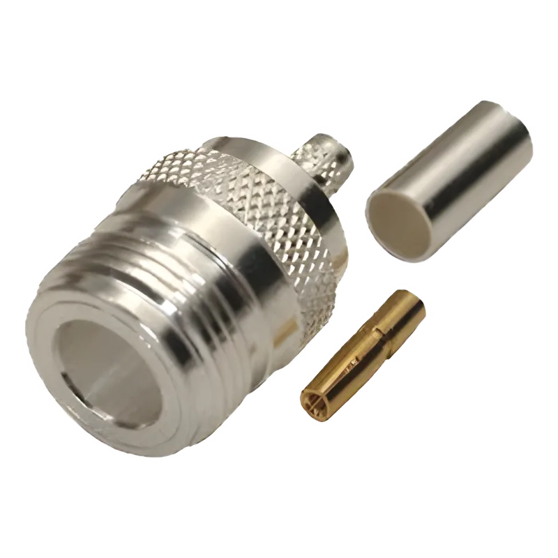 Conector N Hembra, de Anillo Plegable para Cables LMR-240, RG-8/X, 9258, Niquel/Oro/Teflón. RF INDUSTRIES,LTD RFN-1029-SX