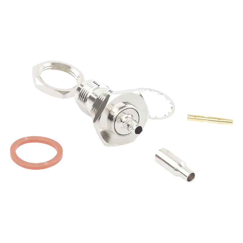 Conector TNC Hembra de montaje en Chasis tipo D Plano y anillo plegable para RG-174/U, 8216. RF INDUSTRIES,LTD RFT-1212-B