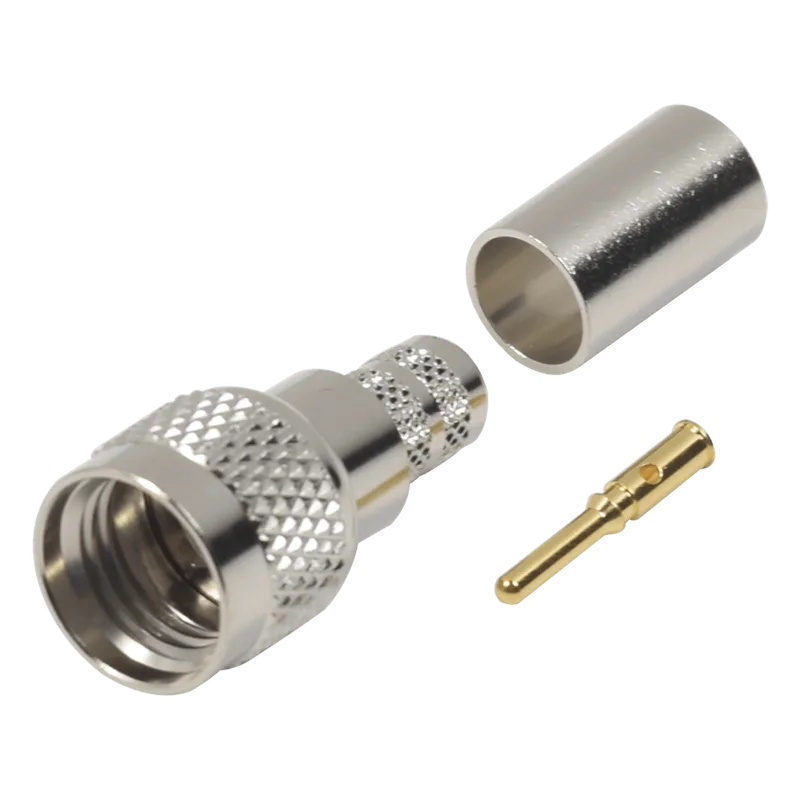 Conector Mini-UHF Macho, 50 Ohm de Anillo Plegable para LMR-240, RG-8/X, 9258, Niquel/ Oro/ Delrin. RF INDUSTRIES,LTD RFU-600-1X
