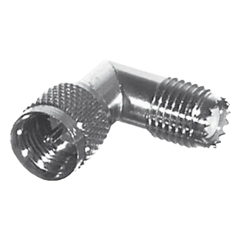 Adaptador en Ángulo Recto, de Conector Mini-UHF Macho a Mini-UHF Hembra, Ingleteado, Níquel/ Oro/ Teflón. RF INDUSTRIES,LTD RFU-630