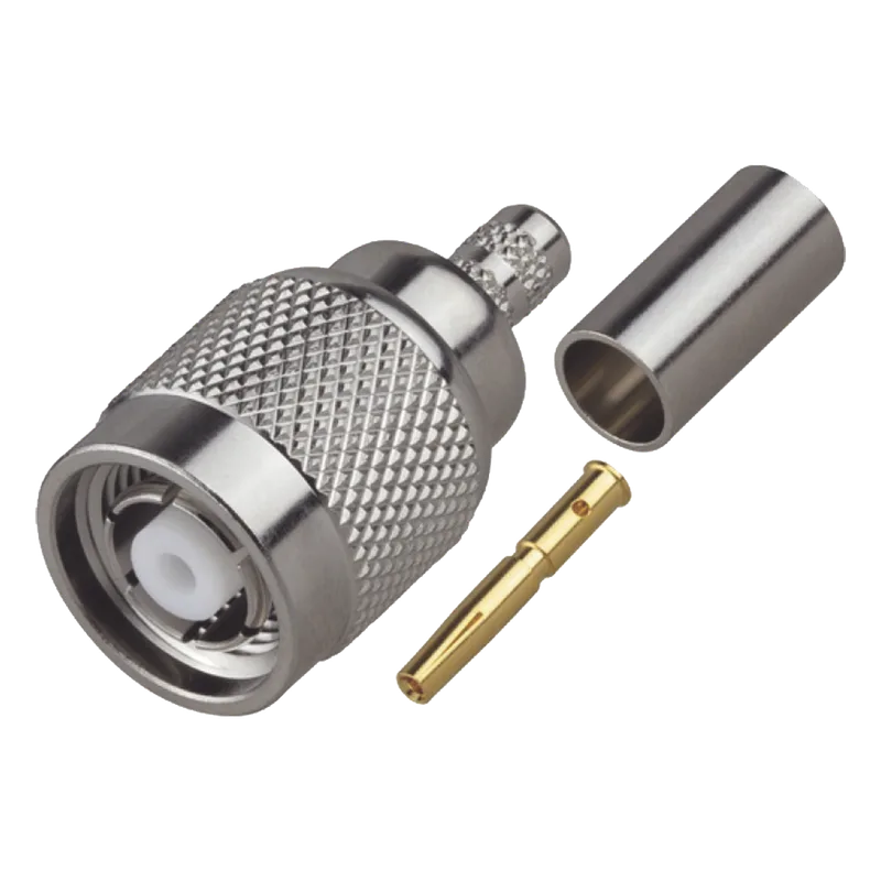 Conector TNC Macho Inverso de Anillo Plegable para Cable RG-58/U, Níquel/ Oro/ Teflón. RF INDUSTRIES,LTD RP-1202-C