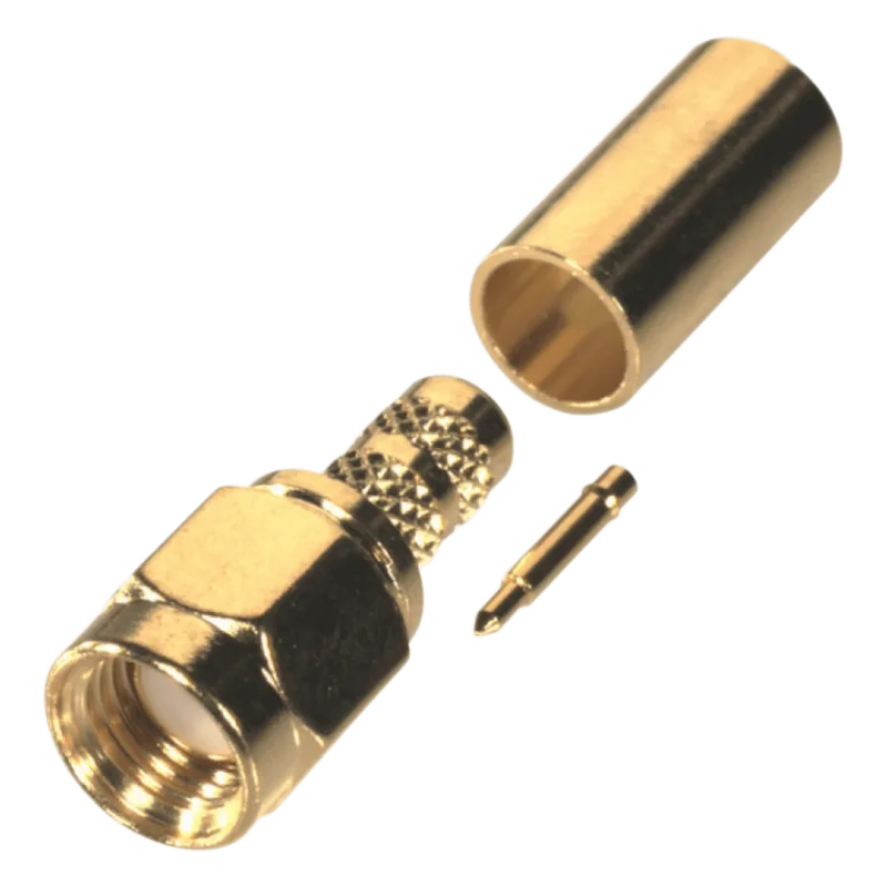 Conector SMA Macho de Anillo Plegable para Cable RG-58/U, Oro/Oro/Teflón. RF INDUSTRIES,LTD RSA-3000-1C
