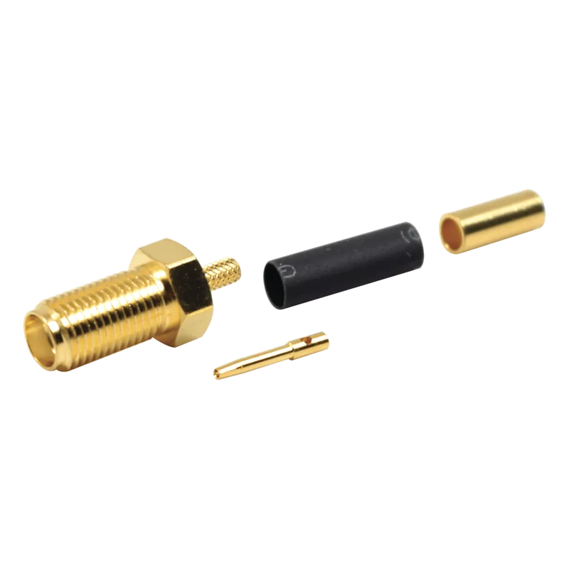 Conector SMA Hembra de Anillo Plegable para Cables RG-174/U, 8216, Oro/ Oro/ Teflón. RF INDUSTRIES,LTD RSA-3050-1B