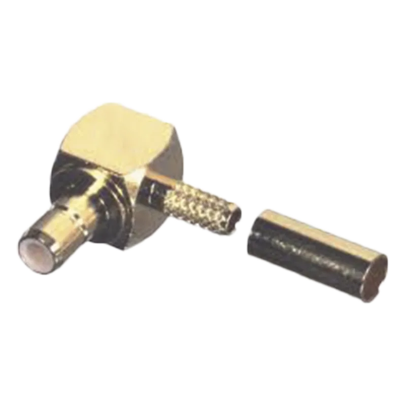 Conector SMB Hembra (Jack) en Ángulo Recto, (Pin Macho), Anillo Plegable para RG-174/U, Oro/ Oro/ Teflón. RF INDUSTRIES,LTD RSB-4055-1B