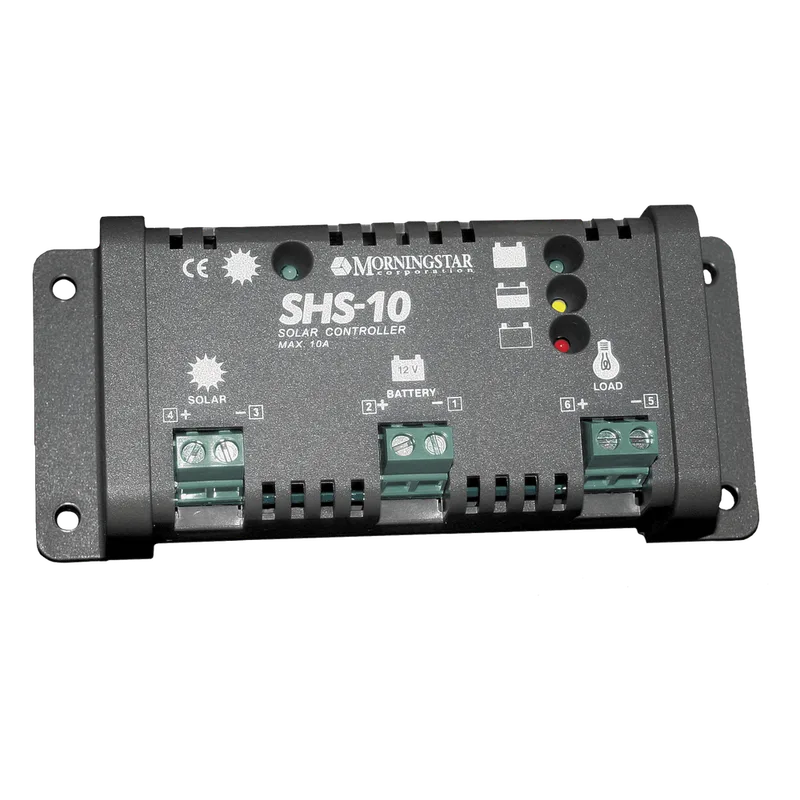 Controlador de Carga Solar PWM 10 A / 12 VCC / Desconexión Automática / IP22 / Protección Integral / Bajo Consumo 8 mA MORNINGSTAR SHS-10