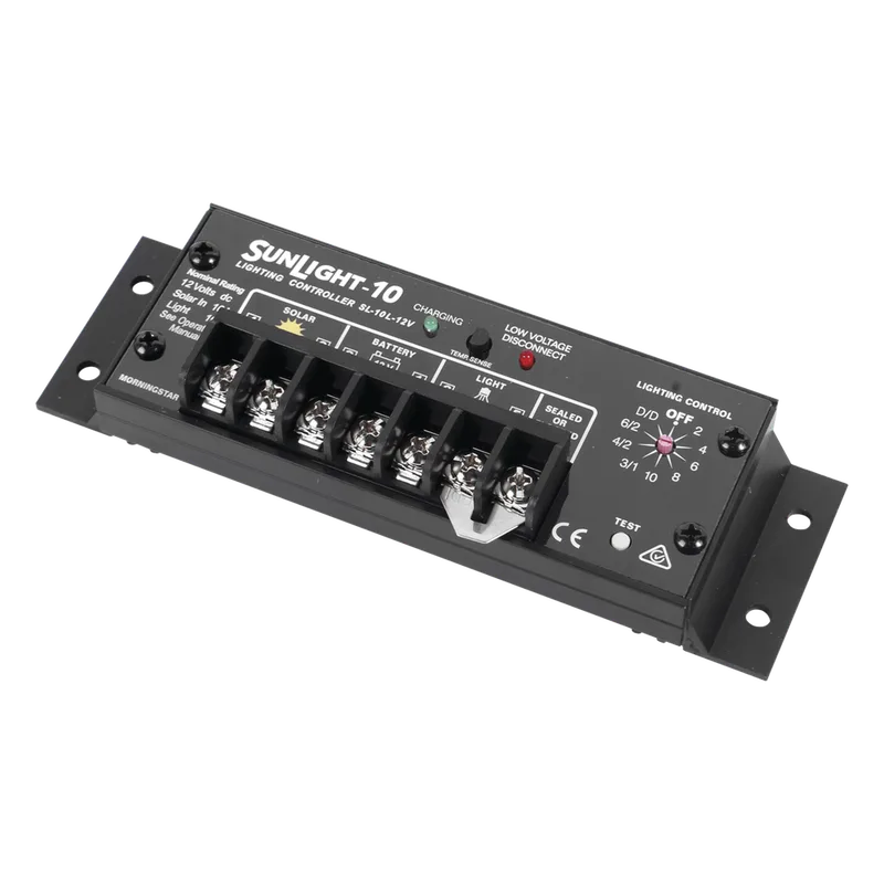 Tempocontrolador Solar para Iluminación de Luz Mercurial, Estaciones de Autobús y Señalamientos 10 A, 24 Vcc. MORNINGSTAR SL-10L-24V
