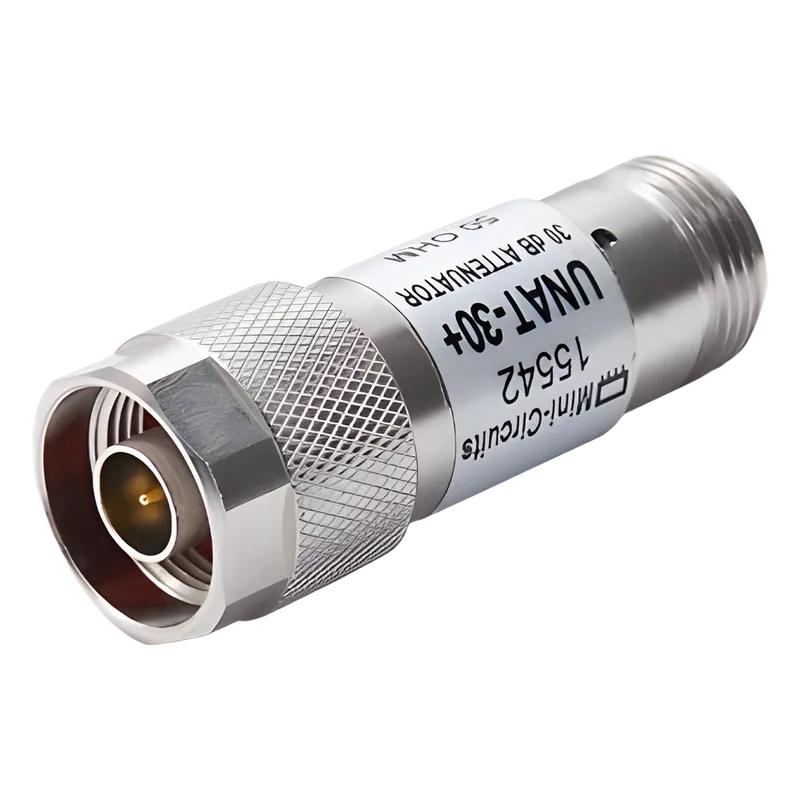 Atenuador en Línea de 30 dB, 0.5 Watt Máx., CD-6 GHz, Conectores N Macho-Hembra. MINI CIRCUITS UNAT-30