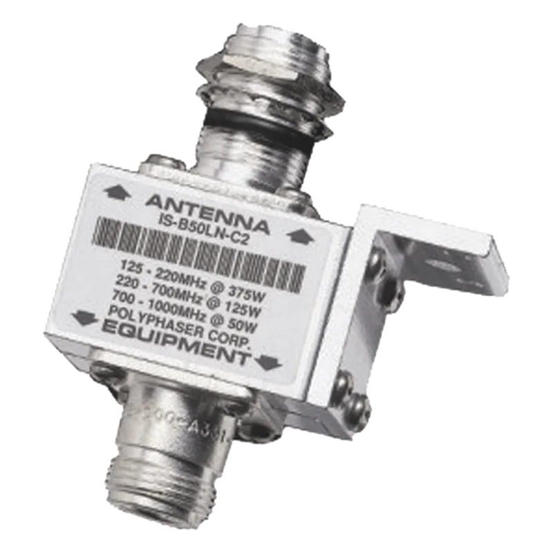 Protector Coaxial RF / 125-1000 MHz / 50 Ω / Conectores N Hembra / Bloqueo DC / 40 kA POLYPHASER IS-B50LN-C2