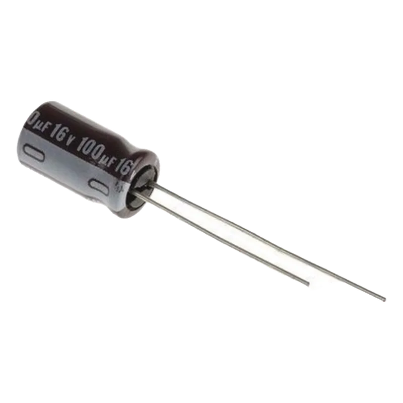 Capacitor Electrolítico de Aluminio, Radial de 100 µFd, 16 Vcc, 105 °C, 5.0 x 11 mm. 0100M0016V