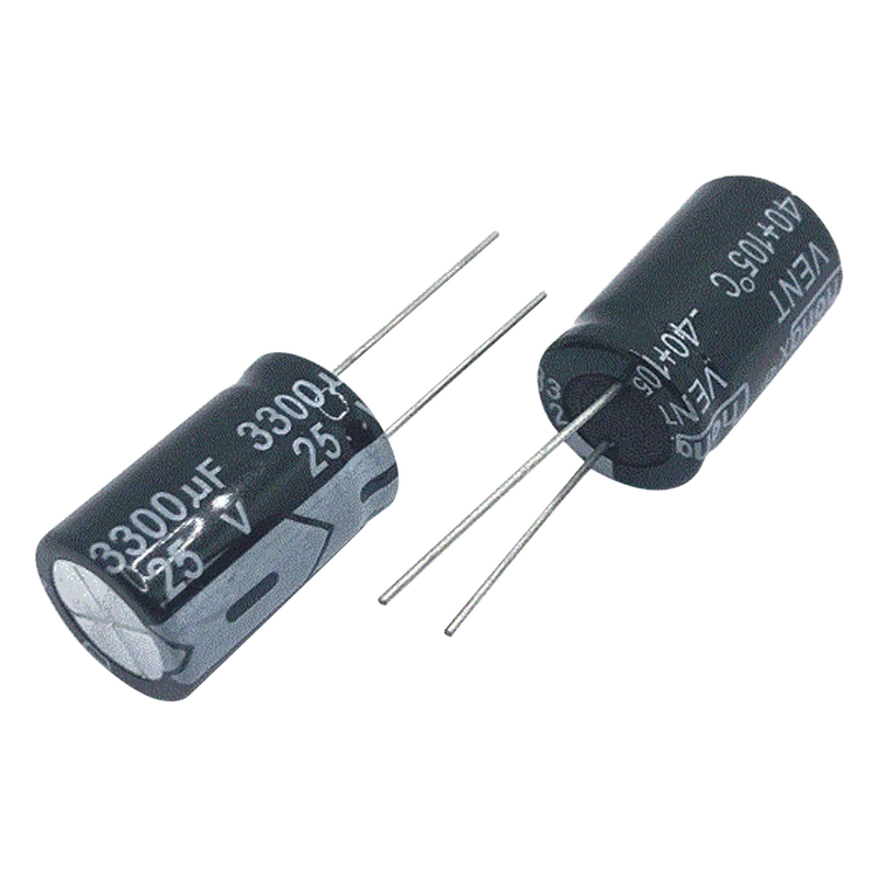 Capacitor Electrolítico de Aluminio, Radial de 3300 µFd, 25 Vcc, 105 °C, 18 x 25 mm. PARTS 3300MF25V