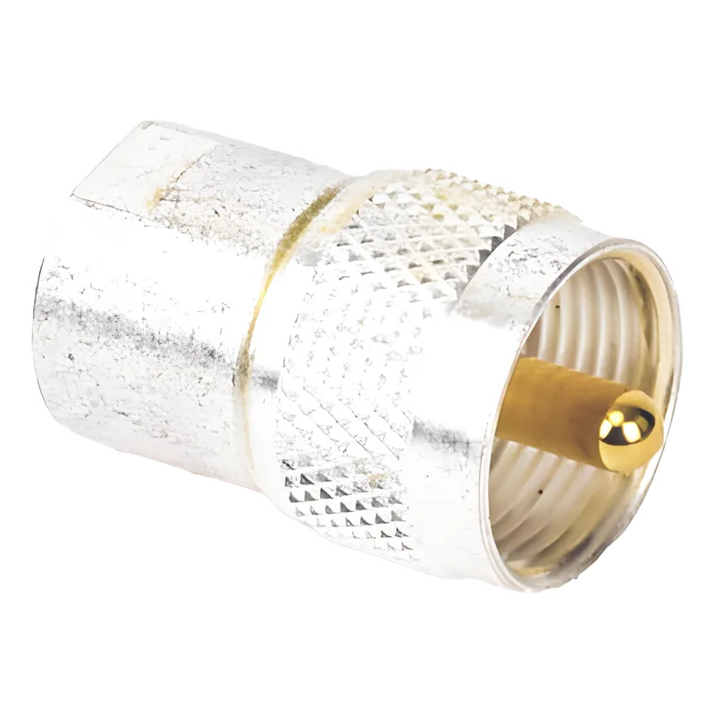 Adaptador UNIDAPT Hembra a UHF Macho (PL-259). Plata / Oro / Teflón. RF INDUSTRIES,LTD PT-4000-001