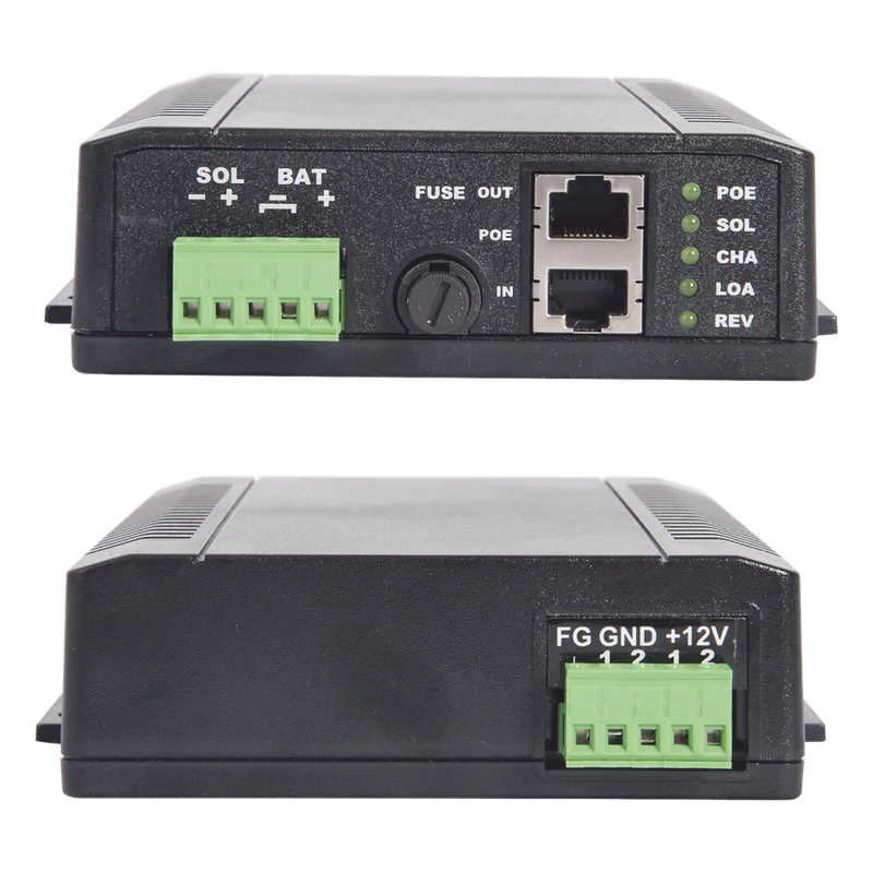 Controlador Solar POE, Entrada 12 Vcc Hasta un Panel Solar de 125 Watts, Salida PoE Pasivo en 24 Vcc Hasta 20 Watts Máximo. TYCON POWER PRODUCTS SYSPOE1224