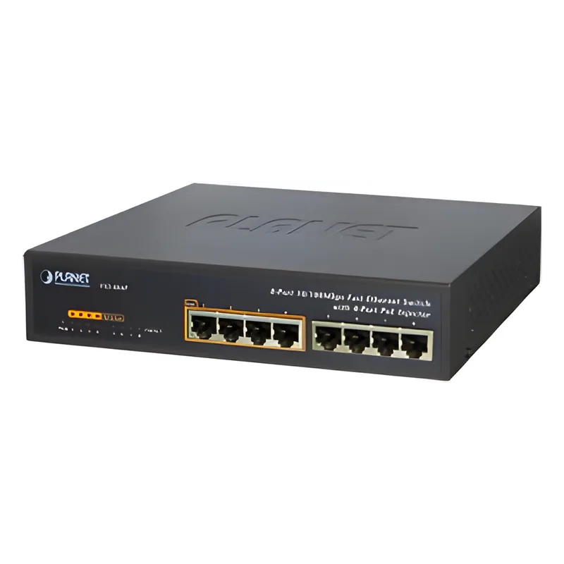 Switch no administrable PoE de 8 puertos 10/100 Mbps con 4 puertos PoE 802.3af PLANET FSD-804P