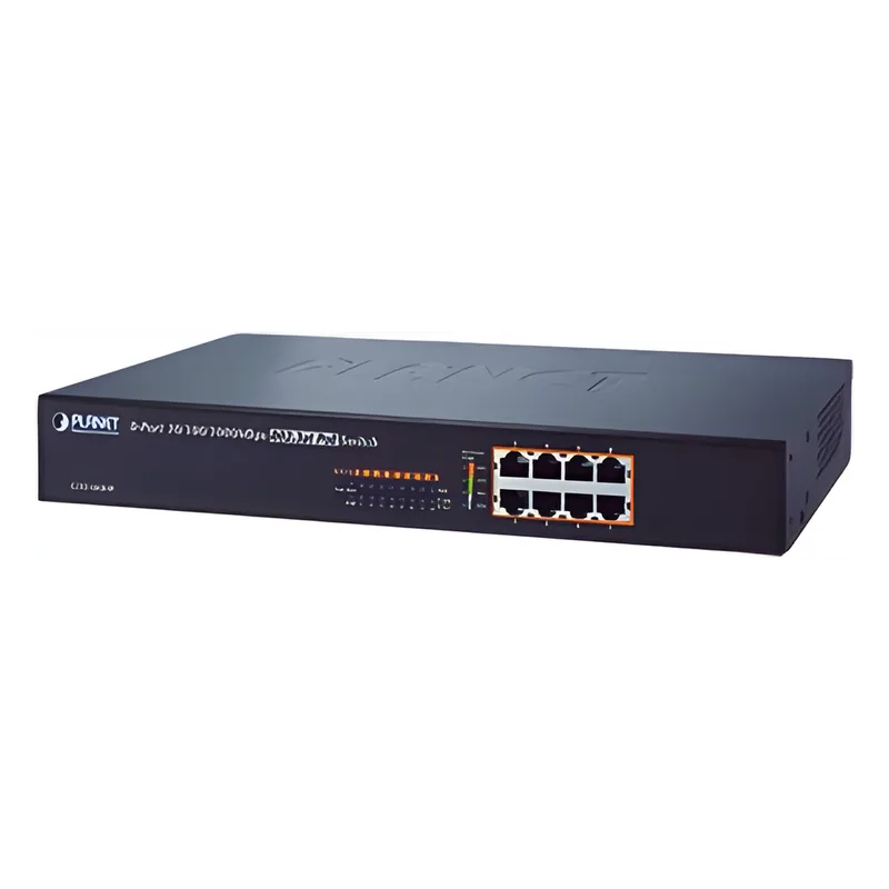 Switch no administrable de 8 Puertos 10/100/1000 Mbps con High PoE 802.3at, 240W potencia total PLANET GSD-808HP2