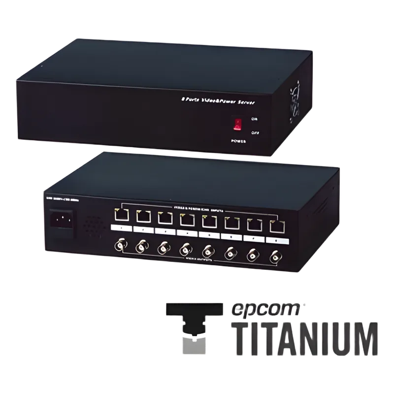 (ANALÓGICO)Video + poder: 300 m, receptor de video pasivo + alimentación de 8 canales EPCOM TITANIUM TT-108-PVR