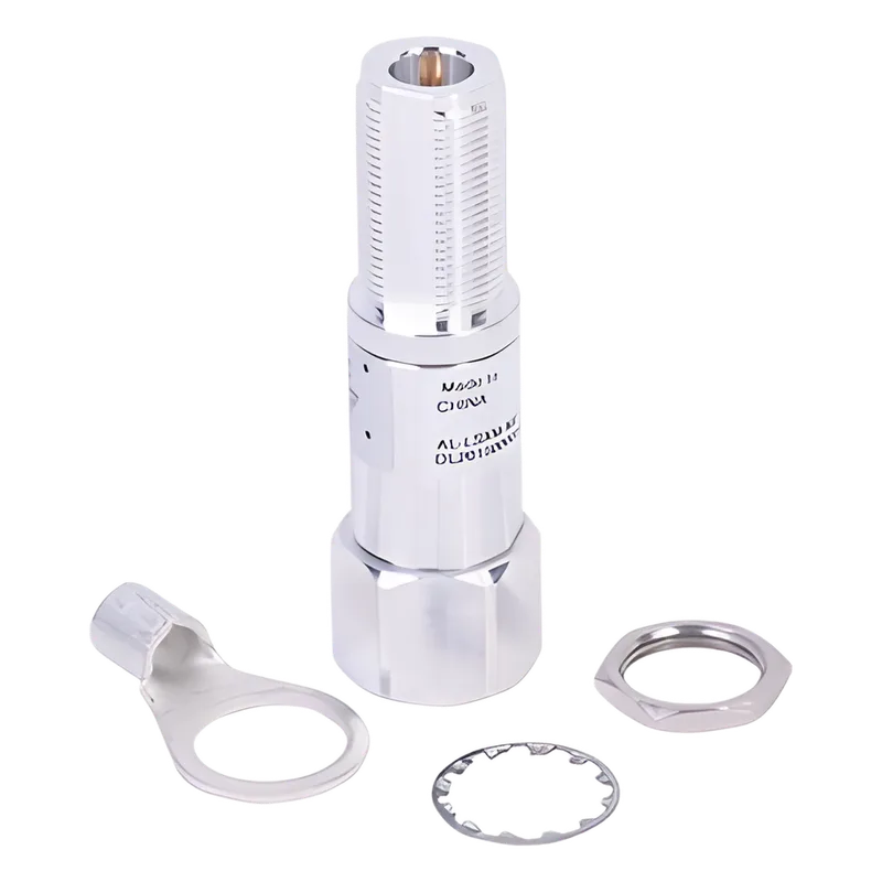 Protector RF Coaxial de 2000 - 6000 MHz Con Filtro Pasa Alta Con Conector N-Macho Hacia el Equipo POLYPHASER AL-LSXM-ME