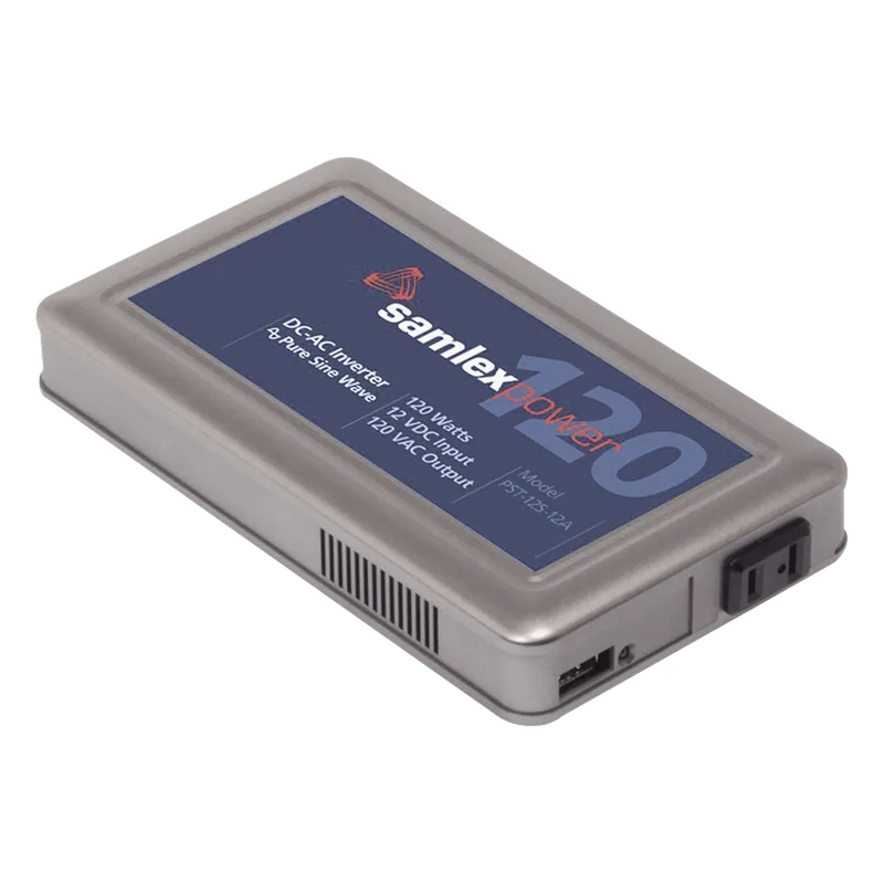 Inversor de corriente 120W, Ent: 12 Vcc, Sal: 120 Vca, de Uso 24/7 para Domos PTZ SAMLEX PST-120-12