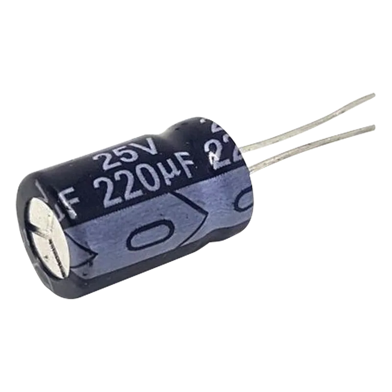 Capacitor Electrolítico Radial de Aluminio, 220 µFd, 25 Vcc, 105 °C, 8 x 11 mm. 0220M0025V