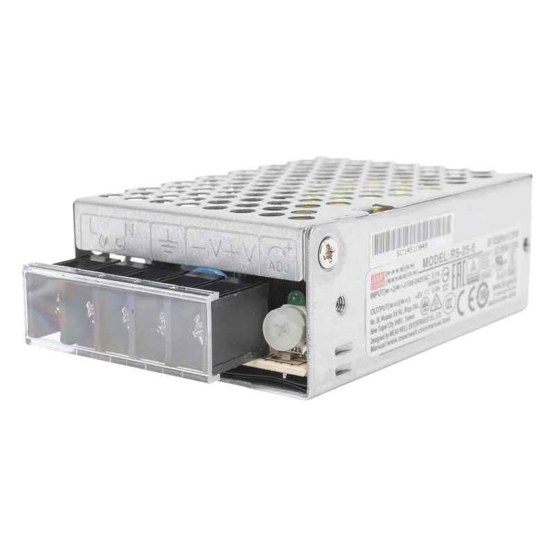 Fuente de Poder Industrial Conmutada 25W de Potencia, 5Vcc, 5A MEANWELL RS-25-5