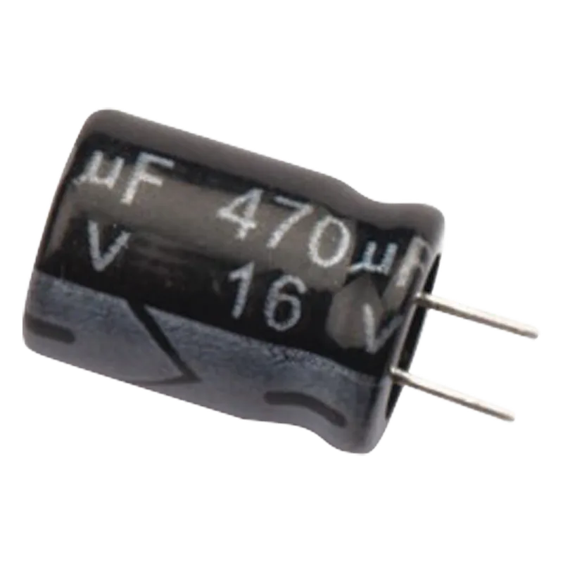 Capacitor Electrolítico de Aluminio, Radial de 470 µFd, 16 Vcc, 105 °C, 8.0 x 11 mm. 0470M0016V