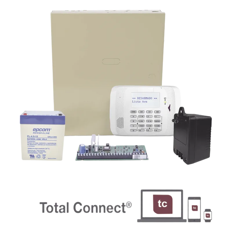 Panel de alarma de 48 zonas y 3 particiones, en kit con teclado alfanumérico, receptor inalámbrico, gabinete, batería y transformador HONEYWELL HOME RESIDEO VISTA-48LA-NTB
