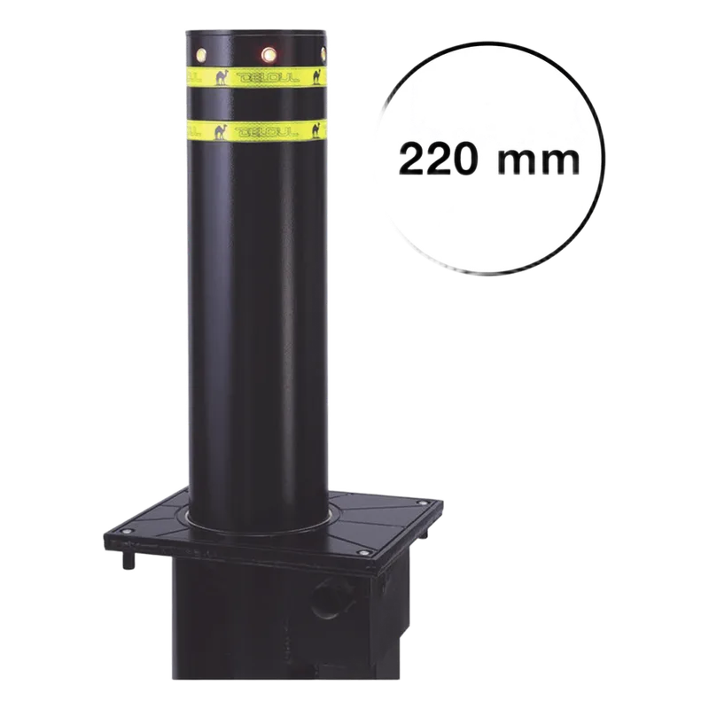 Bolardo neumático, alta velocidad, 100% acero + pintura negra exterior, 220 mm diametro ACCESSPRO XB-220-C