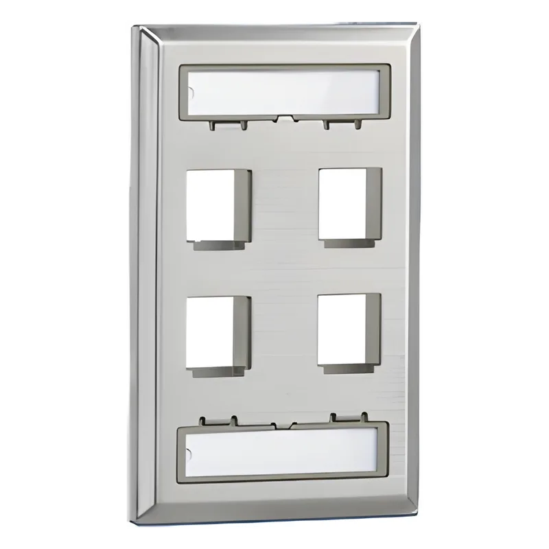 Placa de Pared Vertical, Salida Para 4 Puertos Keystone, Con Espacios Para Etiquetas, de Acero Inoxidable PANDUIT NKF4S