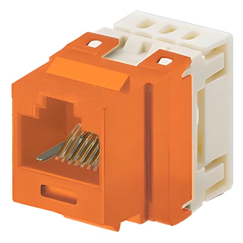 Conector Jack Estilo 110 (de Impacto), Tipo Keystone, Categoría 5e, de 8 Posiciones y 8 Cables, Color Naranja PANDUIT NKP5E88MOR