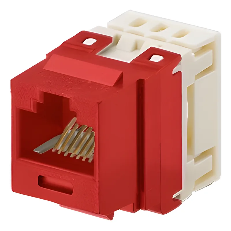 Conector Jack Estilo 110 (de Impacto), Tipo Keystone, Categoría 5e, de 8 Posiciones y 8 Cables, Color Rojo PANDUIT NKP5E88MRD