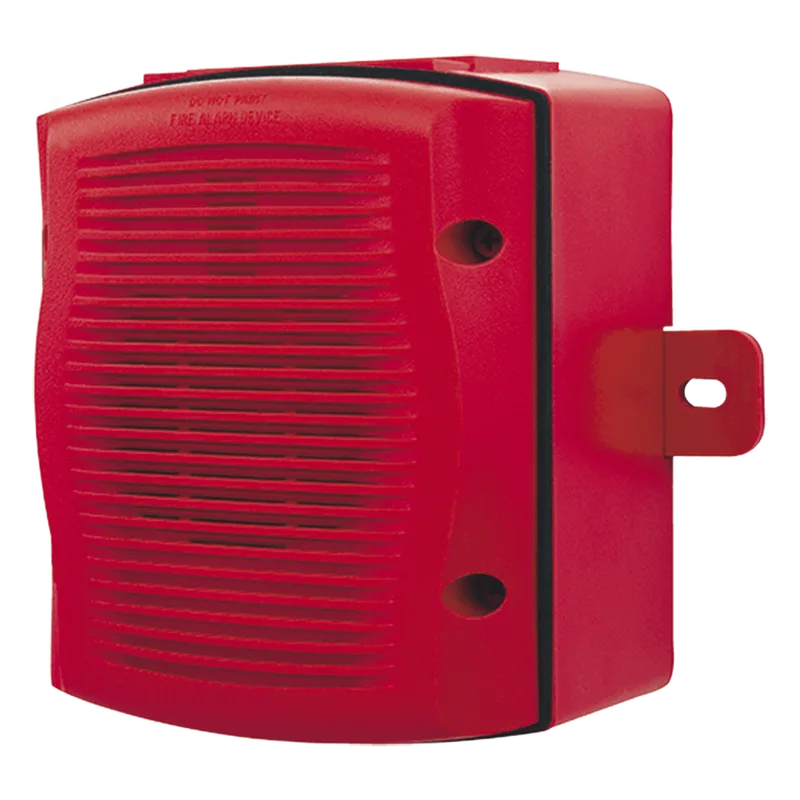 Bocina para exterior con caja intemperie, montaje en pared, voltaje dual 25/70.7 Vrms, color rojo SYSTEM SENSOR SP-RK