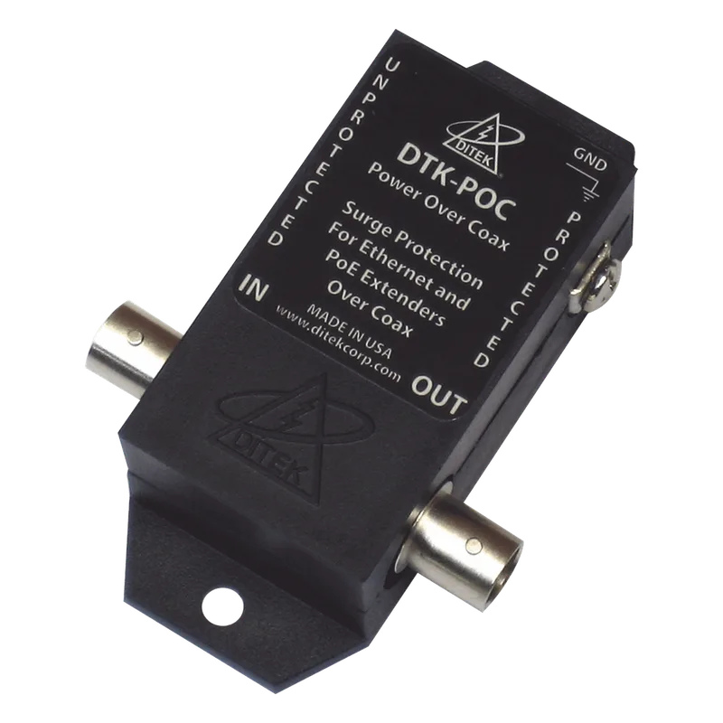 Protector Coaxial PoE / BNC Hembra / 75 Ohms / Ethernet 10/100 / Cámaras IP y Extensores DITEK DTKPOC