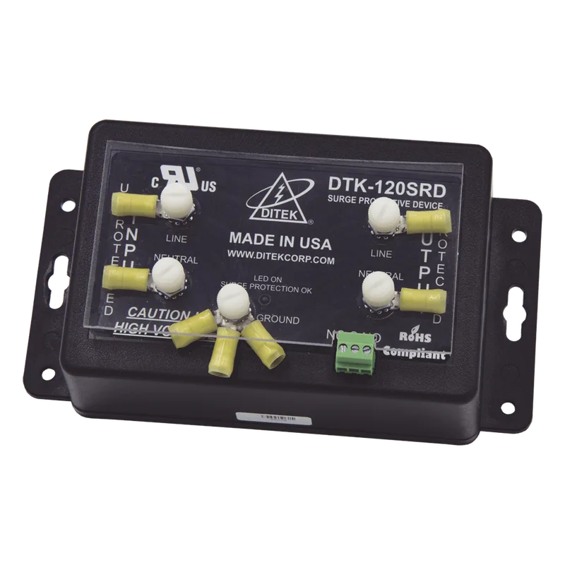Protector 120 VCA Serie / 20 A / Contacto Seco / EMI/RFI / Paneles de Incendio y Equipo Crítico DITEK DTK-120SRD