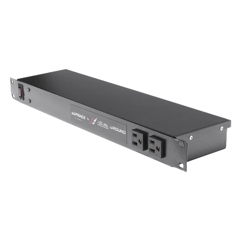 Tomacorriente de 10 contactos para 220 Vca con Supresor de picos tipo "A" de 40 kA, Diseñado para Montaje en Rack de 19". TOTAL GROUND SUP-RACK-220