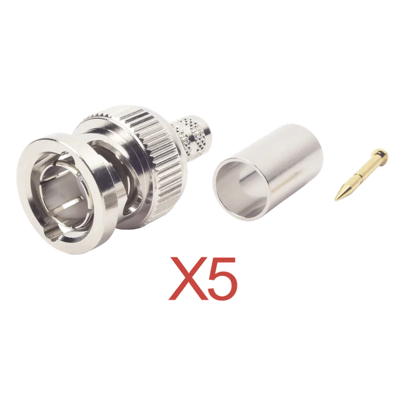 Kit de 5 Conectores BNC Macho RFB-1707-D de Anillo Plegable / RG-59, 75 Ohm. RF INDUSTRIES,LTD KIT-RFB-1707-D5