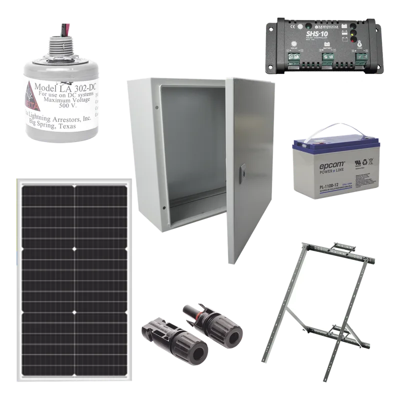 Kit Solar de 12 Vcc para alimentar energizador de cerca electrificada. Instalación de panel en poste. EPCOM POWERLINE PL12K