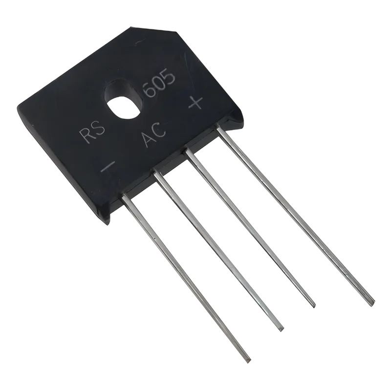 Puente Rectificador en Línea de 6 Amp., 600 PIV, Silicio, 420 RMS. RS-605