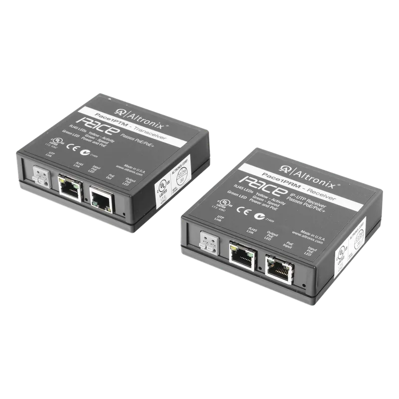 Kit extensor IP y PoE por cable UTP CAT5E hasta 500 mts @ 100 mbps ALTRONIX PACE-1PR-MT