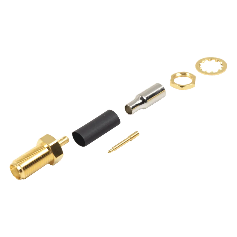 Conector SMA Hembra Inverso / Chasis en D Plano, Anillo Plegable / Cable RG-316 . RF INDUSTRIES,LTD RP-3252-1B1