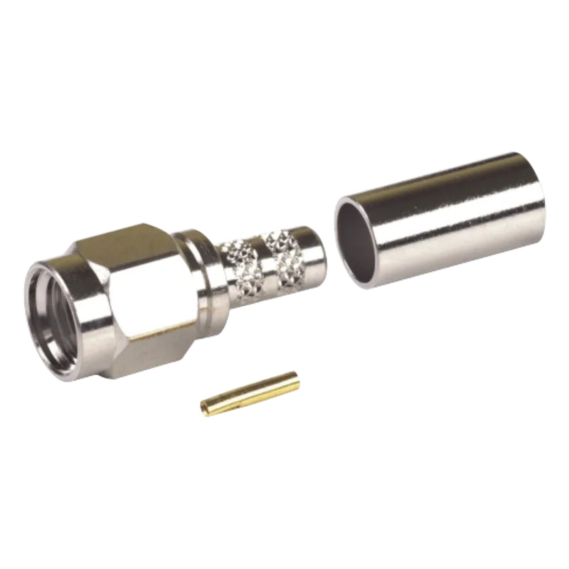 Conector SMA Macho Inverso, de Anillo Plegable para RG-58/U, Niquel /Oro /Teflón. RF INDUSTRIES,LTD RP-3000-C